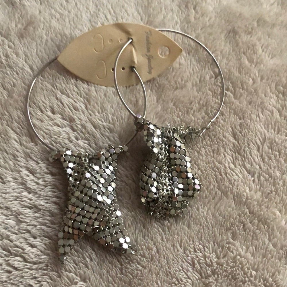 Earrings-disco silver